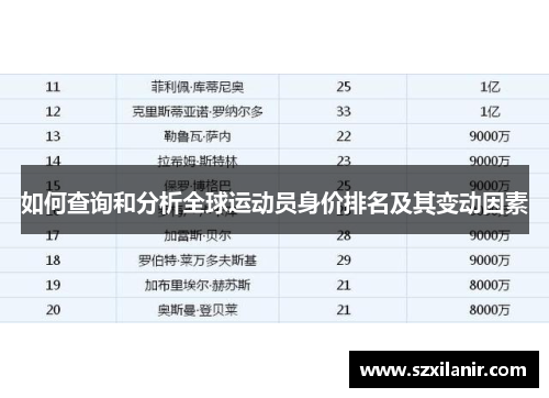 如何查询和分析全球运动员身价排名及其变动因素